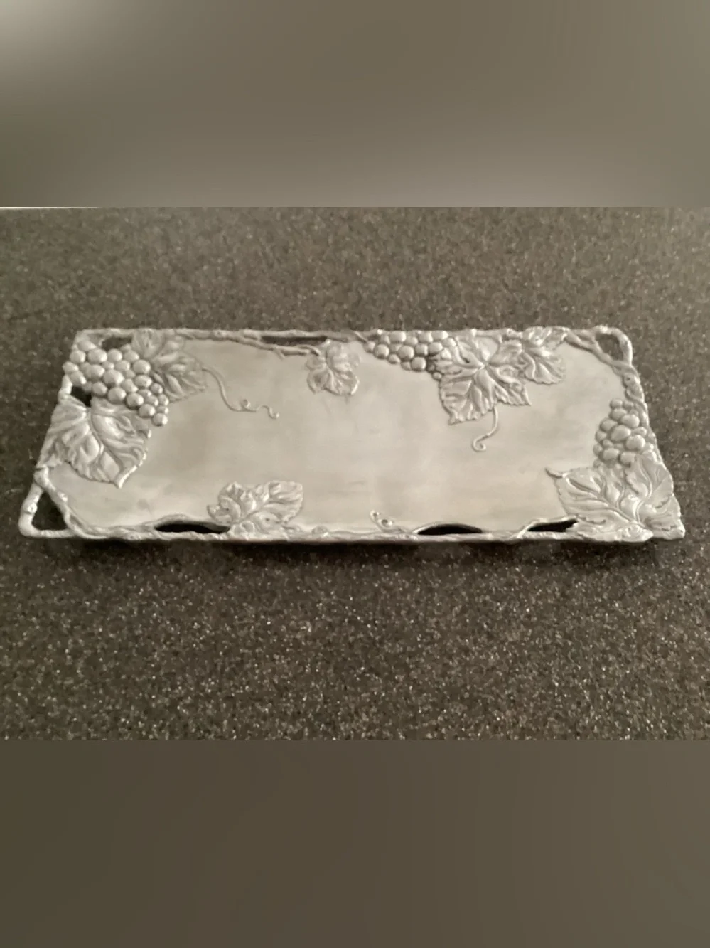 Vintage Arthur Court Grape Vine Aluminum Metal Serving Tray 19” X 8” - IEC